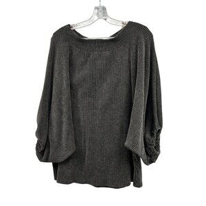 Blue Buttercup Womens Ribbed Sweater Long Dolman Sleeve Gray/Black Size Medium